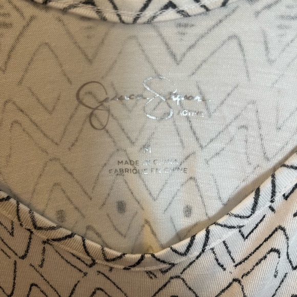 Cold Shoulder White and Black Jessica Simpson Stretch Tee With Batwing Sleeves - Picture 6 of 7